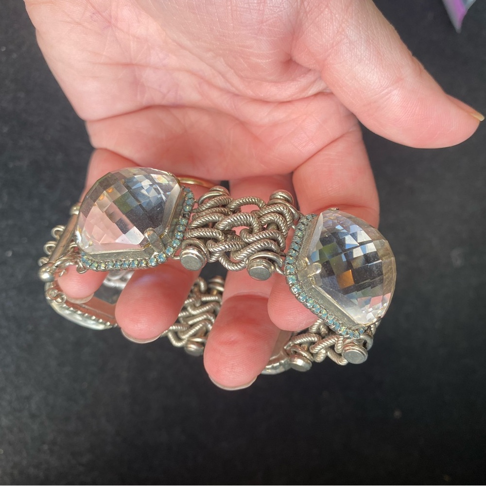 Sorrelli Clear Crystal and Silver-Tone Statement Bracelet